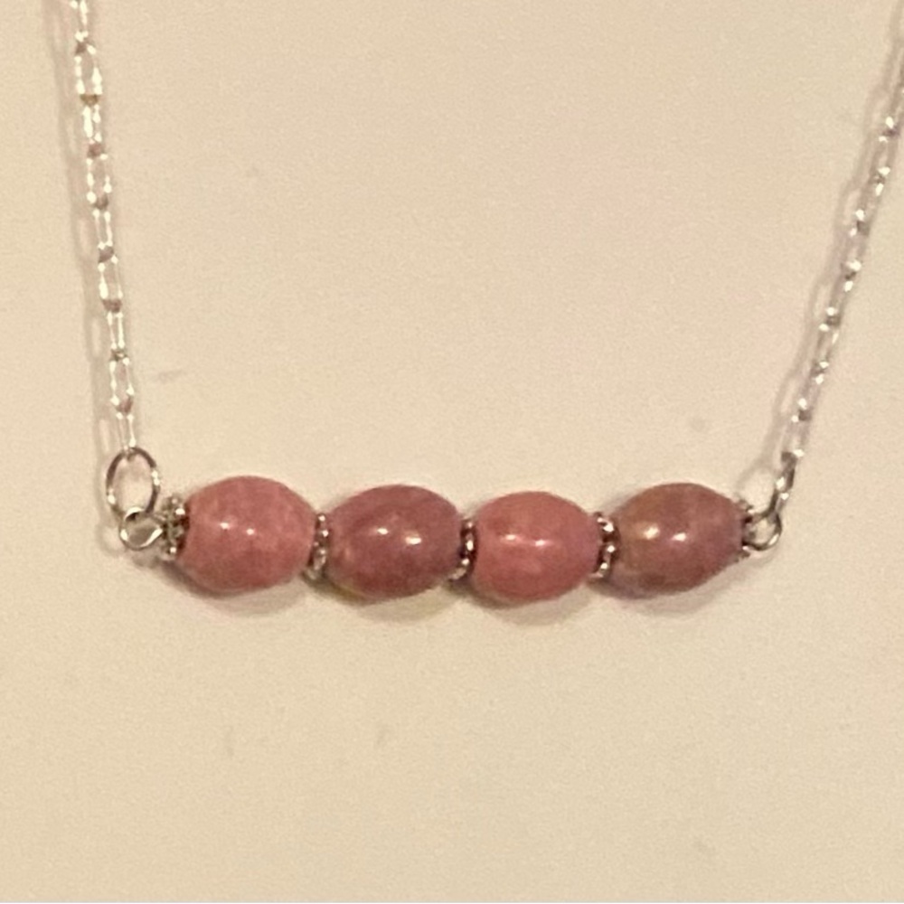 NEW Genuine Rhodonite crystal necklace